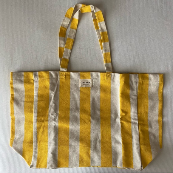 Sezane Handbags - Sezane Maxi Tote Bag - Yellow Stripes
